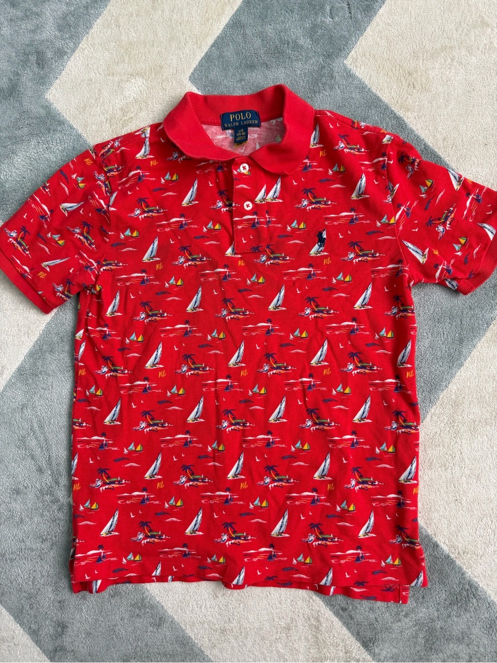 Boys Ralph Lauren Polo Shirt Red Size Large